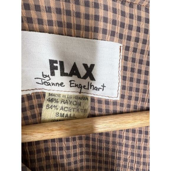 Flax By Jeanne Engelhart Plaid Tunic Top Small Rayon Acetate - Picture 2 of 5